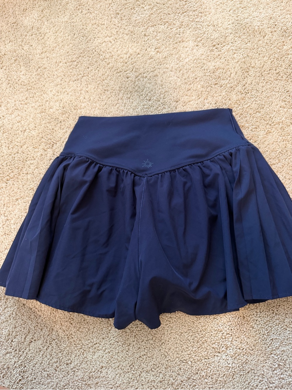 aerie Navy Athletic Skort with Pleated Overlay